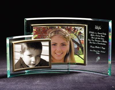 Engraved Horizontal Glass Crescent Picture Frame