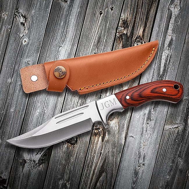 Engraved Wood 440 Steel Buck Knife JDS-GC1661