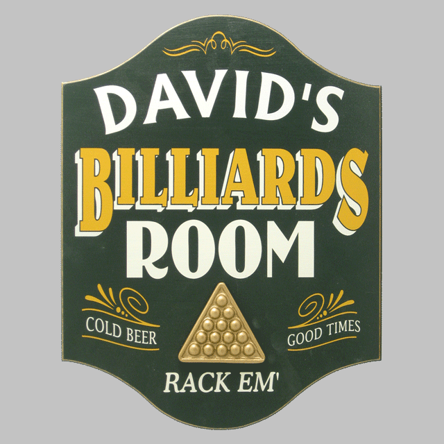 Custom Silk Screened Billiards Room Sign OBC-4262