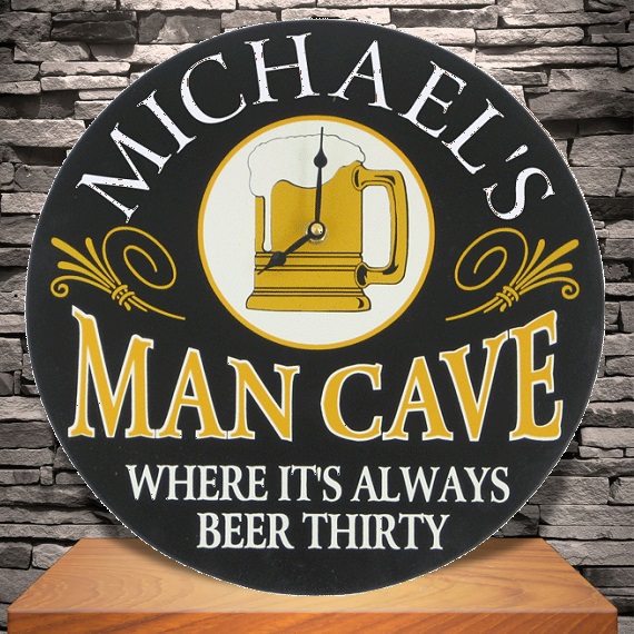 Custom Silk Screened Man Cave Clock Sign OBC-4497