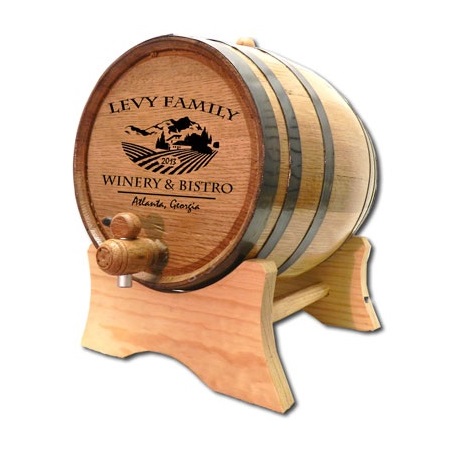 Laser Engraved Mini Oak Chateau Wine Cask Barrel