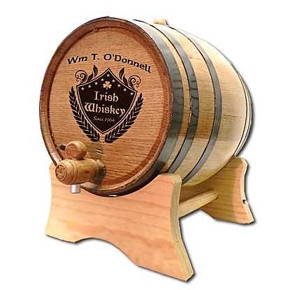 Engraved Irish Whiskey Oak Barrel OBC-B405