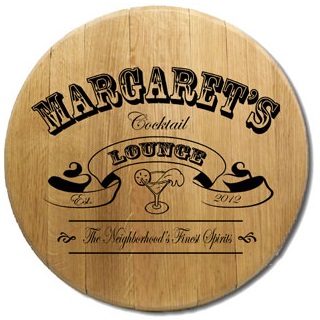 Personalized Barrel Head Cocktail Lounge Sign OBC-BH-105