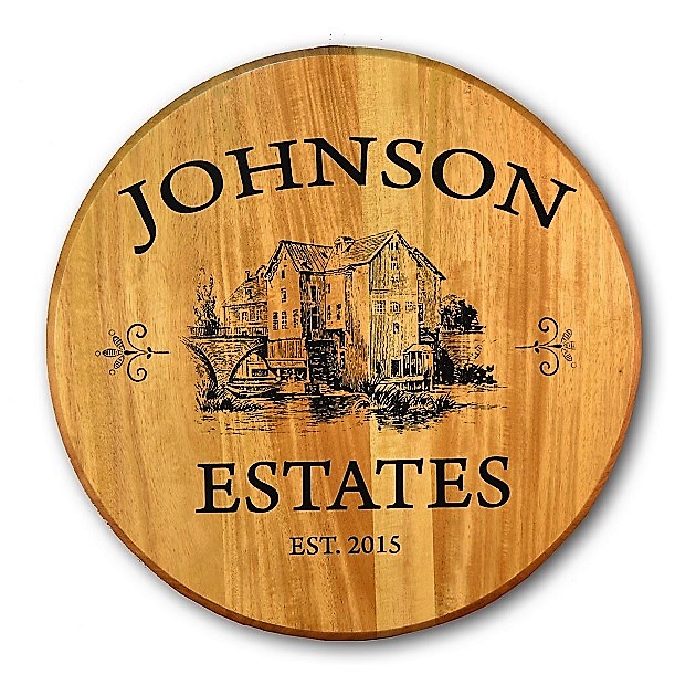 Personalized Estates Wine Barrel Sign OBC-BHR15-Estate