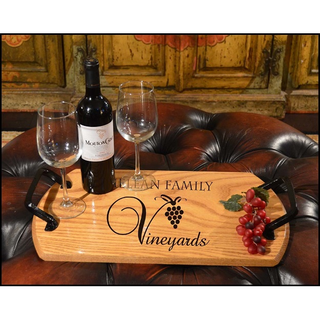 Reclaimed Oak Wine Barrel Custom Bistro Tray OBC-BTRAY-B416