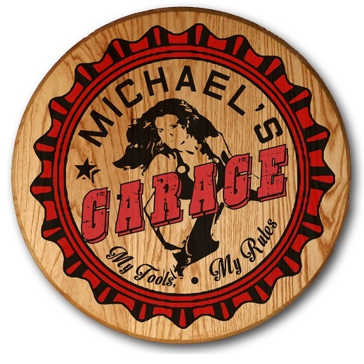 Personalized Garage Barrel Head Sign OBC-CBH6044-GARAGE