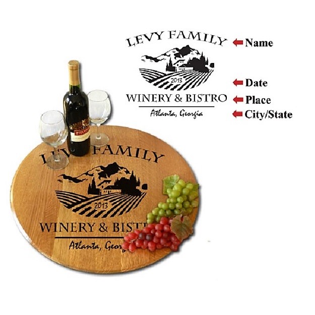 Custom Chateau Winery Oak Barrel Head Lazy Susan OBC-LS-B314