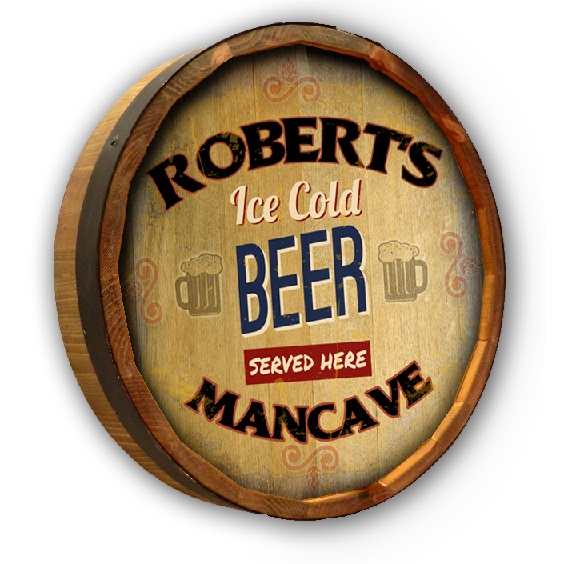 Personalized Home Bar Oak Quarter Barrel Sign OBC-QB-CLR