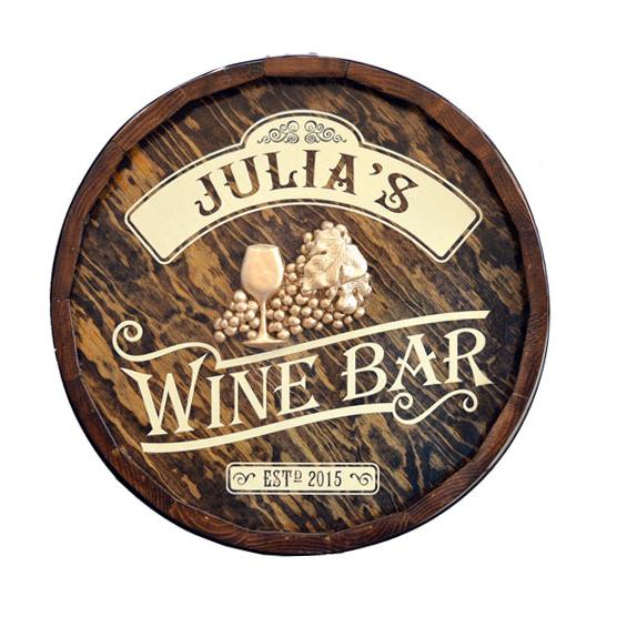 Personalized Wine Bar Quarter Barrel Sign OBC-QBX5