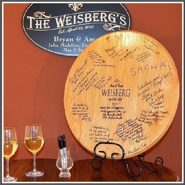 Personalized Wedding Signatures Barrel Head With Iron Stand OBC-SIGB_B506
