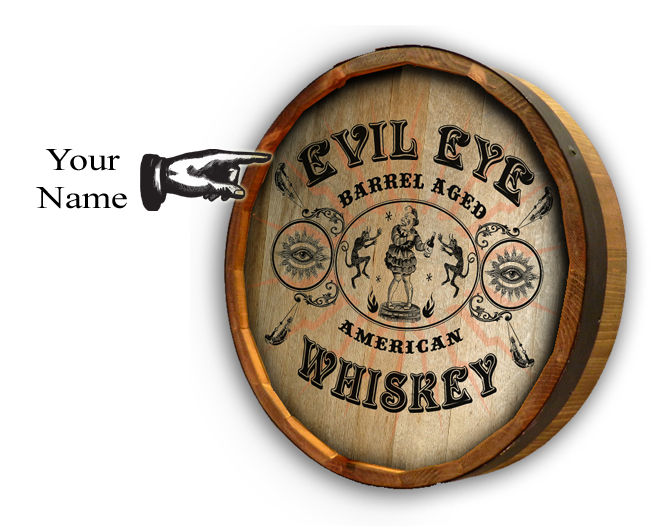 Personalized Rustic Spirits Oak Quarter Barrel Sign by Black Ace Design