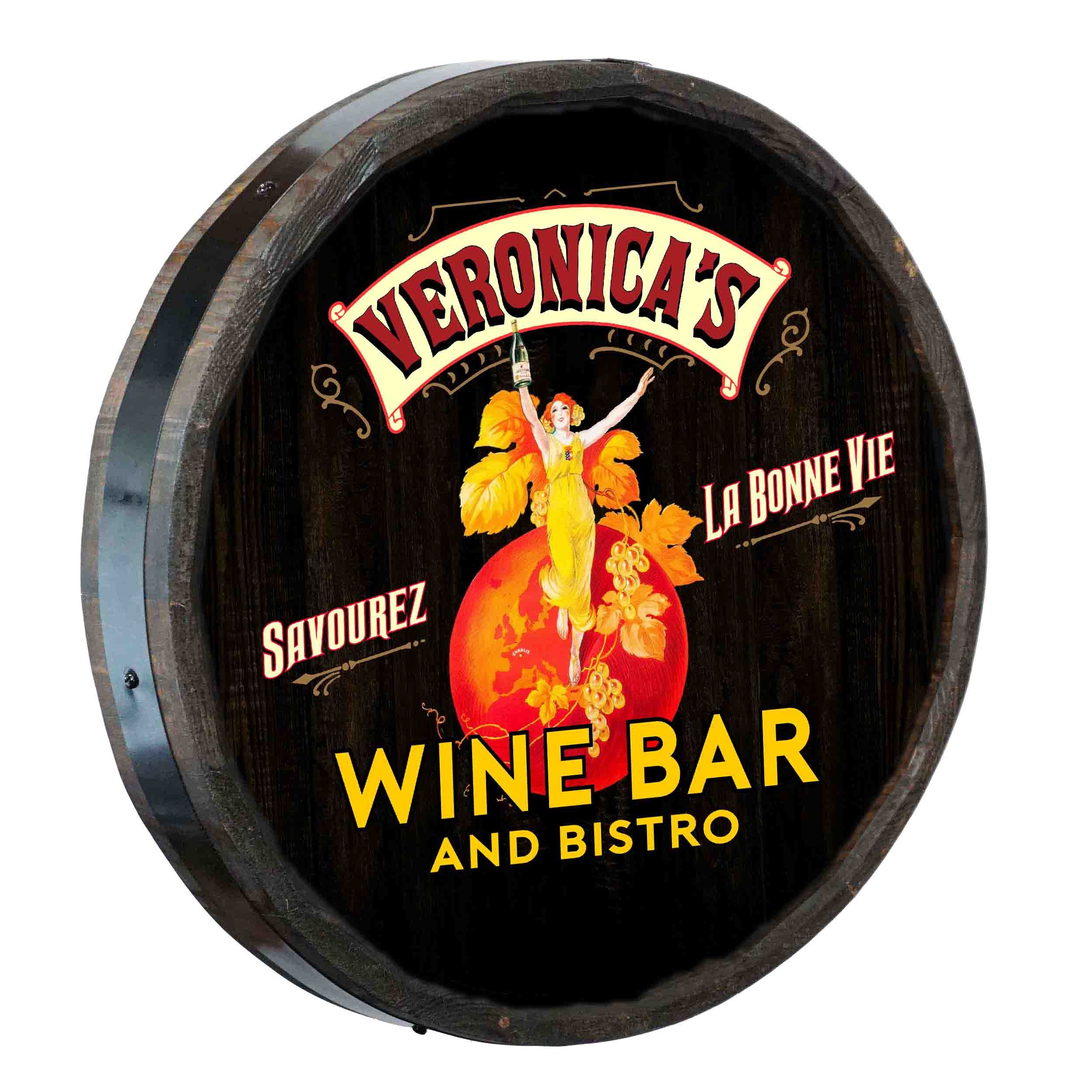 Quarter Barrel La Bonne Vie Wine Bar Sign QB1806