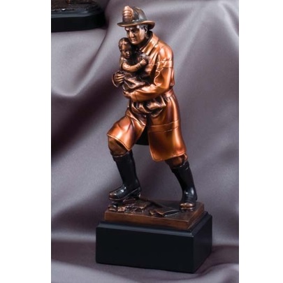 Heroic Baby Saving Firefighter Resin Statue Award RFB064