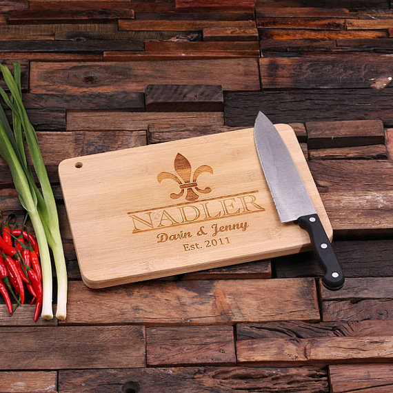 Engraved Bamboo Fleur De Lis Cutting Board TP-024186_00005