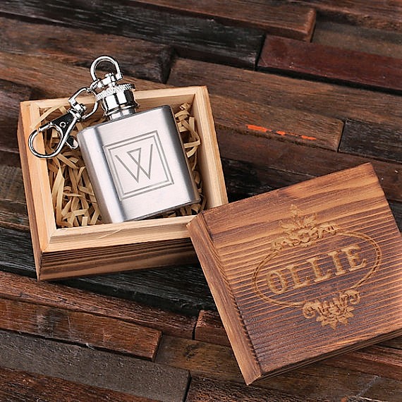 Monogrammed 1oz Flask Key Chain TP-024844