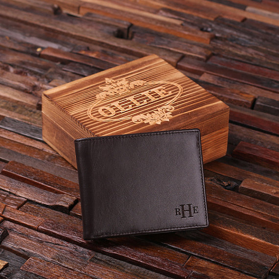 Monogrammed Mens Leather Wallet - Personalize at 0
