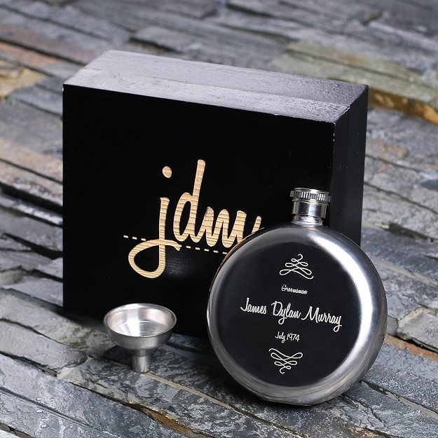 Engraved Hip Sippin' Round 5oz Steel Flask TP-024988BLK