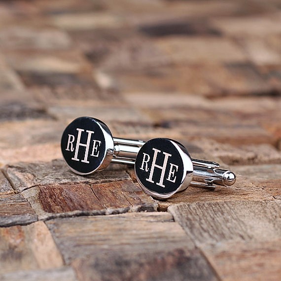 Engraved Silver Monogram Oval Cufflinks TP-025054