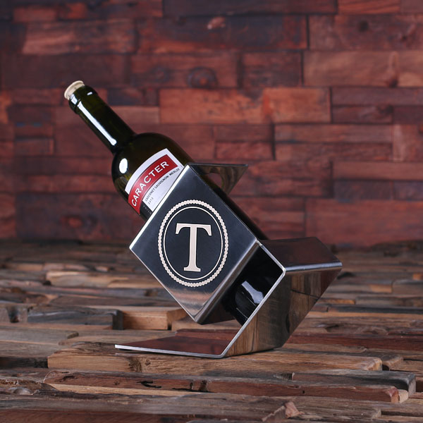 Monogrammed Stainless Steel Wine Bottle Holder TP-025125