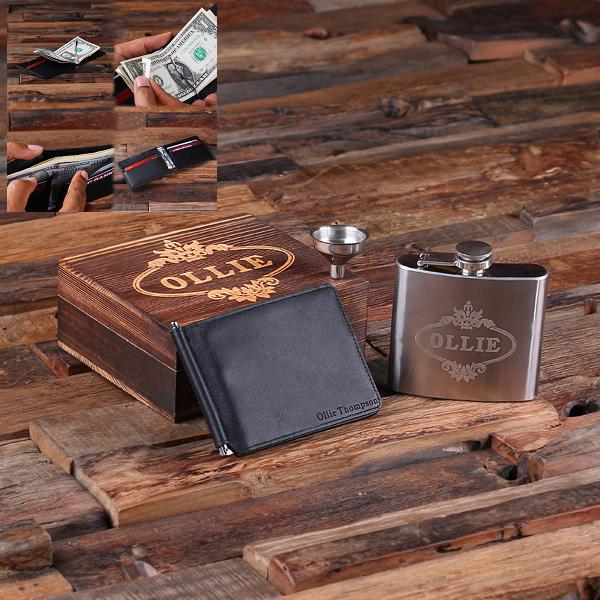  Personalized Engraved Monogrammed Mens Leather Wallet