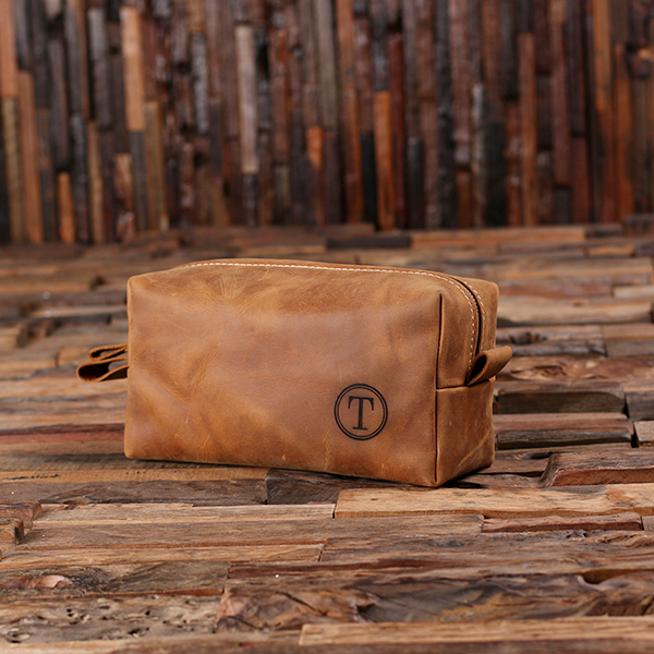Personalized Leather Cowboy Travel Dopp Kit Bag