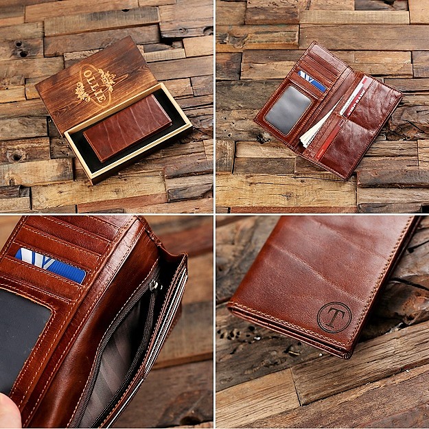 Custom Bifold Brown Leather Coat Wallet TP-025521