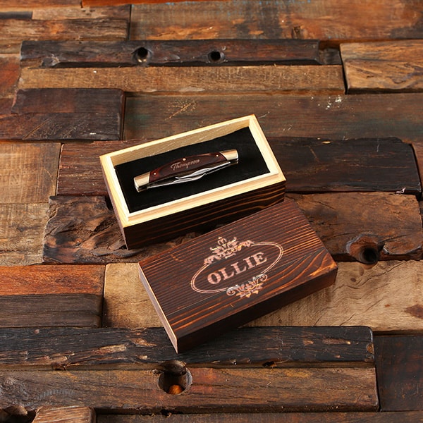 Personalized 3 Blade Brass Accent Pocket Knife