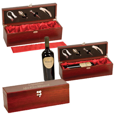 Personalized Rosewood Finish Wine Box Set WBX11