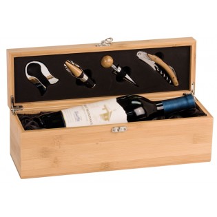 Engraved Bamboo Single Wine Box With Tools WBX31