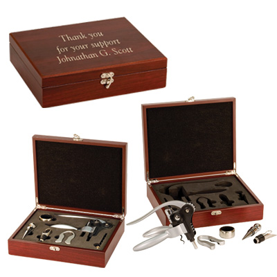 Engraved 5-piece Wine Tool Set Genuine Rosewood WTL02